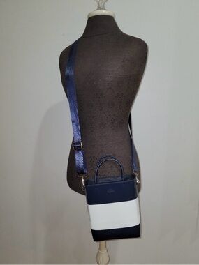 Lacoste Chantaco Rectangular Colorblock Piqué Leather Bucket Bag